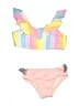 Justice Color Block Pink Two Piece Swimsuit Size 5 - photo 1