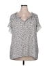 Max Studio 100% Polyester Polka Dots Silver Ivory Short Sleeve Blouse Size 2X - photo 1