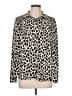 Unbranded 100% Polyester Animal Print Ivory Black Long Sleeve Blouse Size L (estimated) - photo 1