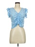 Marci Blue Short Sleeve Top Size M - photo 1