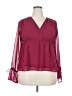 Open Edit 100% Polyester Burgundy Long Sleeve Blouse Size XL - photo 1