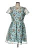 Gabby Skye 100% Polyester Floral Blue Green Cocktail Dress Size L (estimated) - photo 1