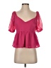 Dee Elly 100% Polyester Pink Short Sleeve Blouse Size S - photo 1