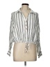 Mustard Seed 100% Rayon Stripes Silver 3/4 Sleeve Button-Down Shirt Size L - photo 1