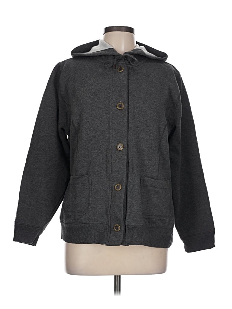 Pre-owned Karen Scott Sport Zip Up Hoodie In Gray