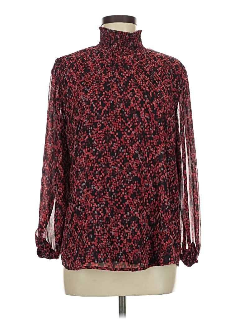 Pre-owned Ny Collection Long Sleeve Blouse In Red