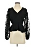 Peach 100% Polyester Black Long Sleeve Blouse Size S - photo 1