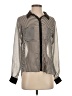 H.I.P. Happening in the Present 100% Polyester Stripes Silver Long Sleeve Blouse Size S - photo 1