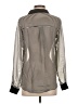 H.I.P. Happening in the Present 100% Polyester Stripes Silver Long Sleeve Blouse Size S - photo 2