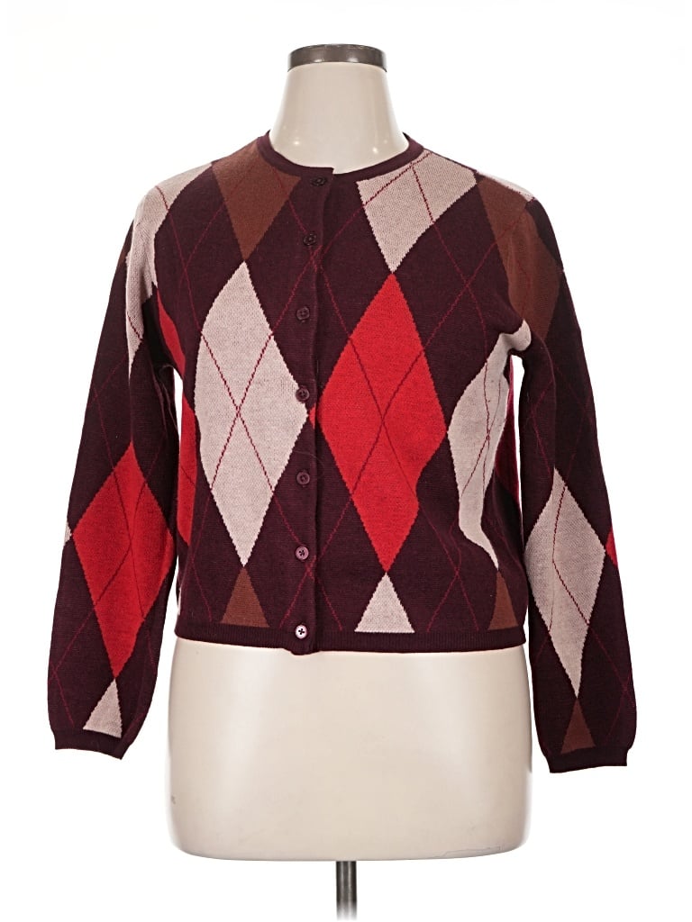 Pre-owned Cece Cardigan Sweater In Burgundy
