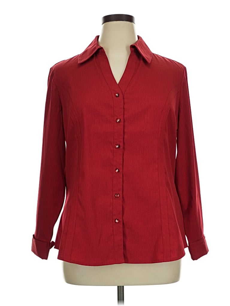 Pre-owned Cato 3/4 Sleeve Blouse In Burgundy