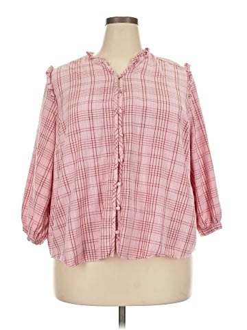LC Lauren Conrad 3/4 Sleeve Button-Down Shirt (view 1)