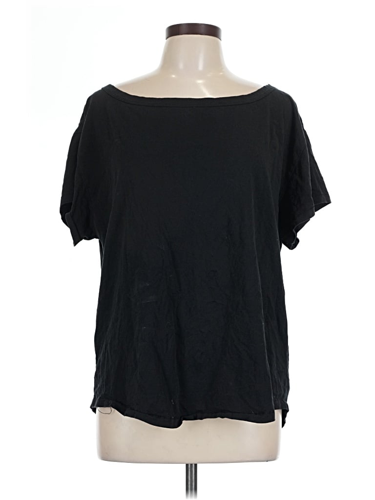 Pre-owned Fabletics Short Sleeve Top Black Boatneck Tops