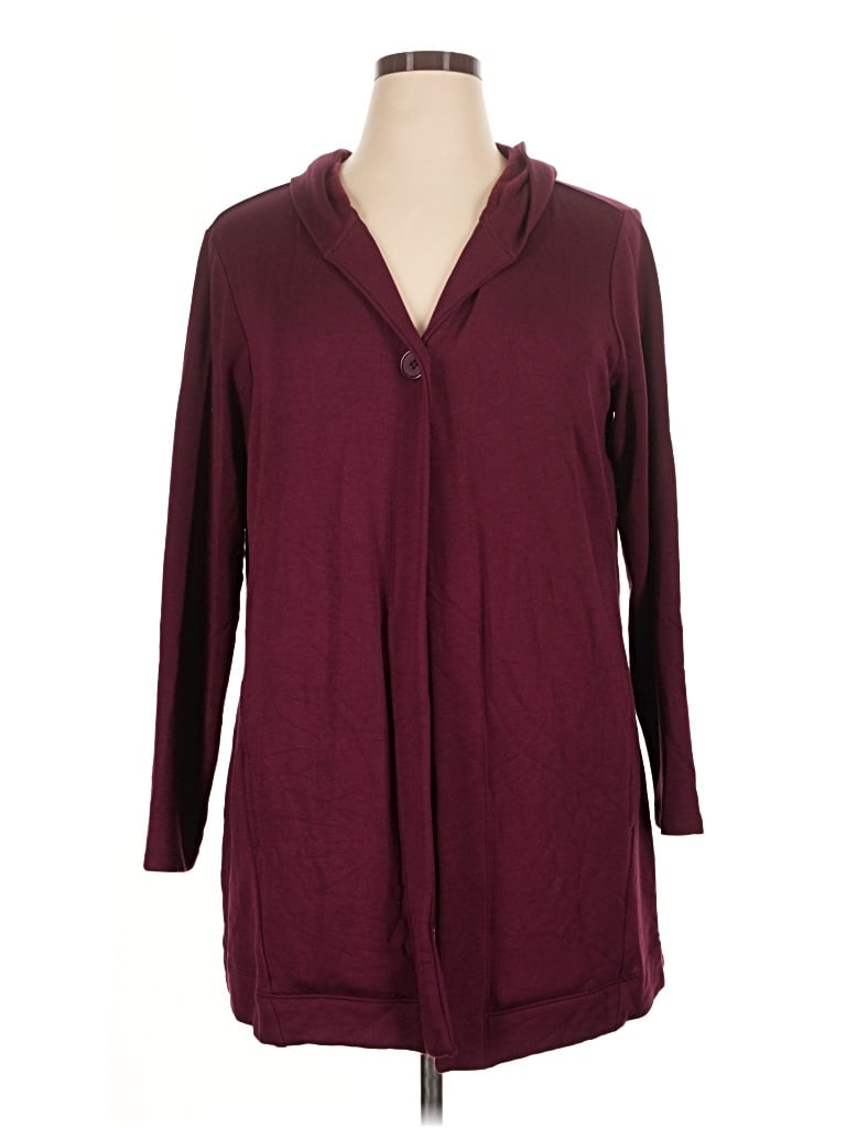 Pre-owned Christopher & Banks Cardigan Sweater In Burgundy