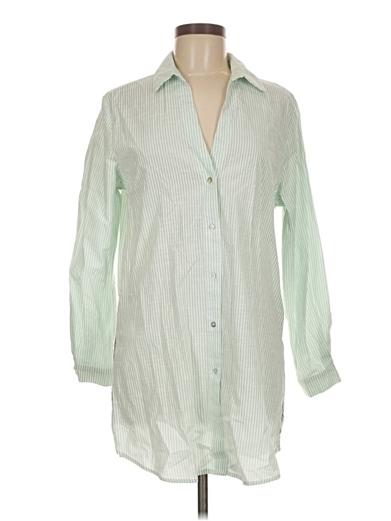 Pre-owned Molly Bracken 3/4 Sleeve Button Down Shirt In Green