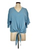 VIISHOW Blue Short Sleeve Blouse Size L - photo 1