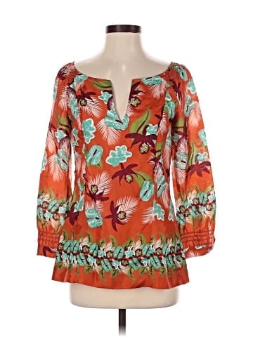 Philosophy di Alberta Ferretti 3/4 Sleeve Silk Top (view 1)