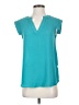 J.Crew 100% Polyester Teal Short Sleeve Blouse Size 2 - photo 1