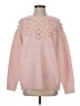 Flat White 100% Polyester Hearts Pink Pullover Sweater Size S - photo 1