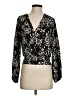 Nine West 100% Polyester Animal Print Black Long Sleeve Blouse Size XS - photo 1