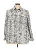 Zac & Rachel 100% Polyester Animal Print Silver Long Sleeve Blouse Size 3X - photo 1