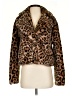Current Air 100% Polyester Animal Print Brown Black Faux Fur Jacket Size XS - photo 1