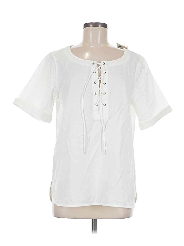 Rag & Bone Short Sleeve Blouse In White