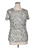Les Serein Animal Print Silver Short Sleeve Top Size XL - photo 1