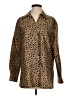 Sunny Leigh 100% Silk Animal Print Brown Long Sleeve Silk Top Size S - photo 1