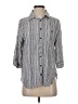 N Touch 100% Rayon Stripes Gray 3/4 Sleeve Button-Down Shirt Size S - photo 1