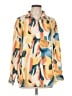 Unbranded 100% Polyester Print Yellow Long Sleeve Blouse Size L - photo 1