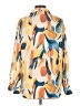 Unbranded 100% Polyester Print Yellow Long Sleeve Blouse Size L - photo 2