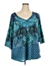 One World Teal 3/4 Sleeve Blouse Size 3X - photo 1