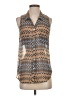 Daniel Rainn 100% Polyester Chevron-herringbone Brown Sleeveless Blouse Size S - photo 1