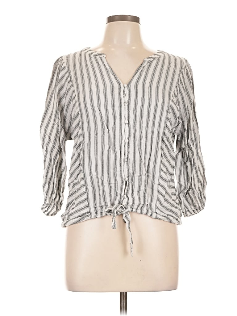 Pre-owned A.n.a. A New Approach 3/4 Sleeve Blouse In Gray