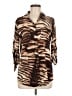Calvin Klein 100% Rayon Animal Print Brown 3/4 Sleeve Blouse Size M (estimated) - photo 1