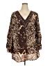 Avon 100% Polyester Animal Print Brown Long Sleeve Blouse Size 2X - photo 1