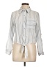 Love Notes 100% Cotton Stripes Gray Long Sleeve Blouse Size L - photo 1
