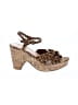 Avenue 100% Leather Animal Print Brown Tan Wedges Size 9 1/2 (wide) - photo 1