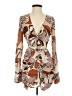 PrettyLittleThing 100% Polyester Print Brown Cocktail Dress Size 0 - photo 1