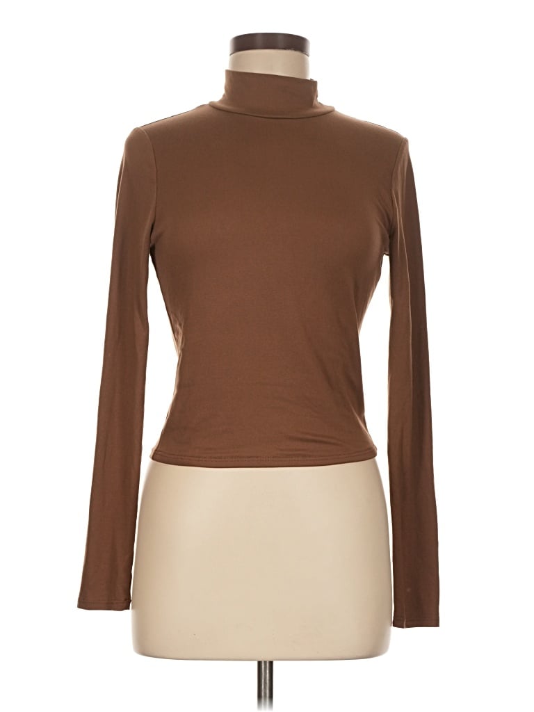 Pre-owned Moa Moa Long Sleeve Top Brown Turtleneck Tops