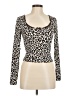 Just Polly Animal Print Leopard Print Brown Long Sleeve Top Size M - photo 1