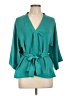 Tome 100% Polyester Teal 3/4 Sleeve Blouse Size L - photo 1