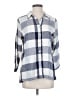 Soft Surroundings Checkered-gingham Blue 3/4 Sleeve Button-Down Shirt Size S - photo 1