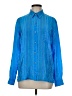 Evan Picone 100% Silk Stripes Blue Long Sleeve Silk Top Size 6 - photo 1