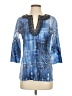 Chico's 100% Polyester Blue 3/4 Sleeve Blouse Size S - photo 1