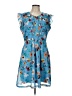 Assorted Brands Print Blue Casual Dress Size 10 - photo 1