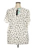 Papermoon 100% Polyester Polka Dots Ivory Short Sleeve Blouse Size 2X - photo 2