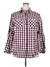 Sandra Ingrish Checkered-gingham Burgundy Long Sleeve Button-Down Shirt Size 18 - photo 1
