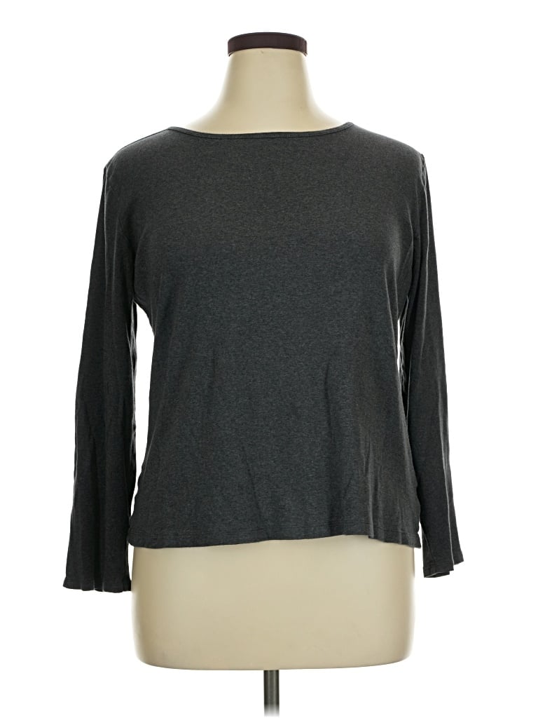 Pre-owned Liz Claiborne 3/4 Sleeve T-shirt In Gray